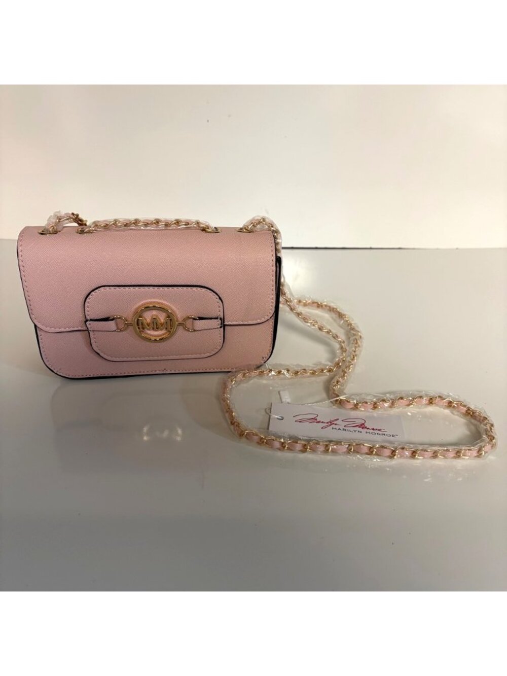 Marilyn Monroe Pink Chain Crossbody Bag Small Coquette Soft Glam Chic NEW